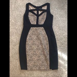 Melrose Black & Gold Lace Dress